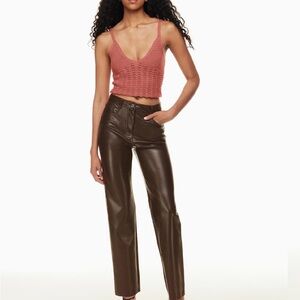 New Melina dark brown faux Leather Pants